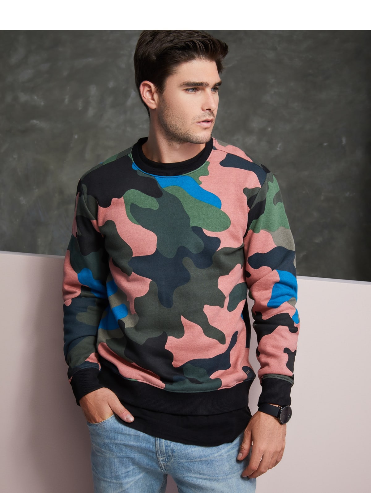 guess camo sweatshirt