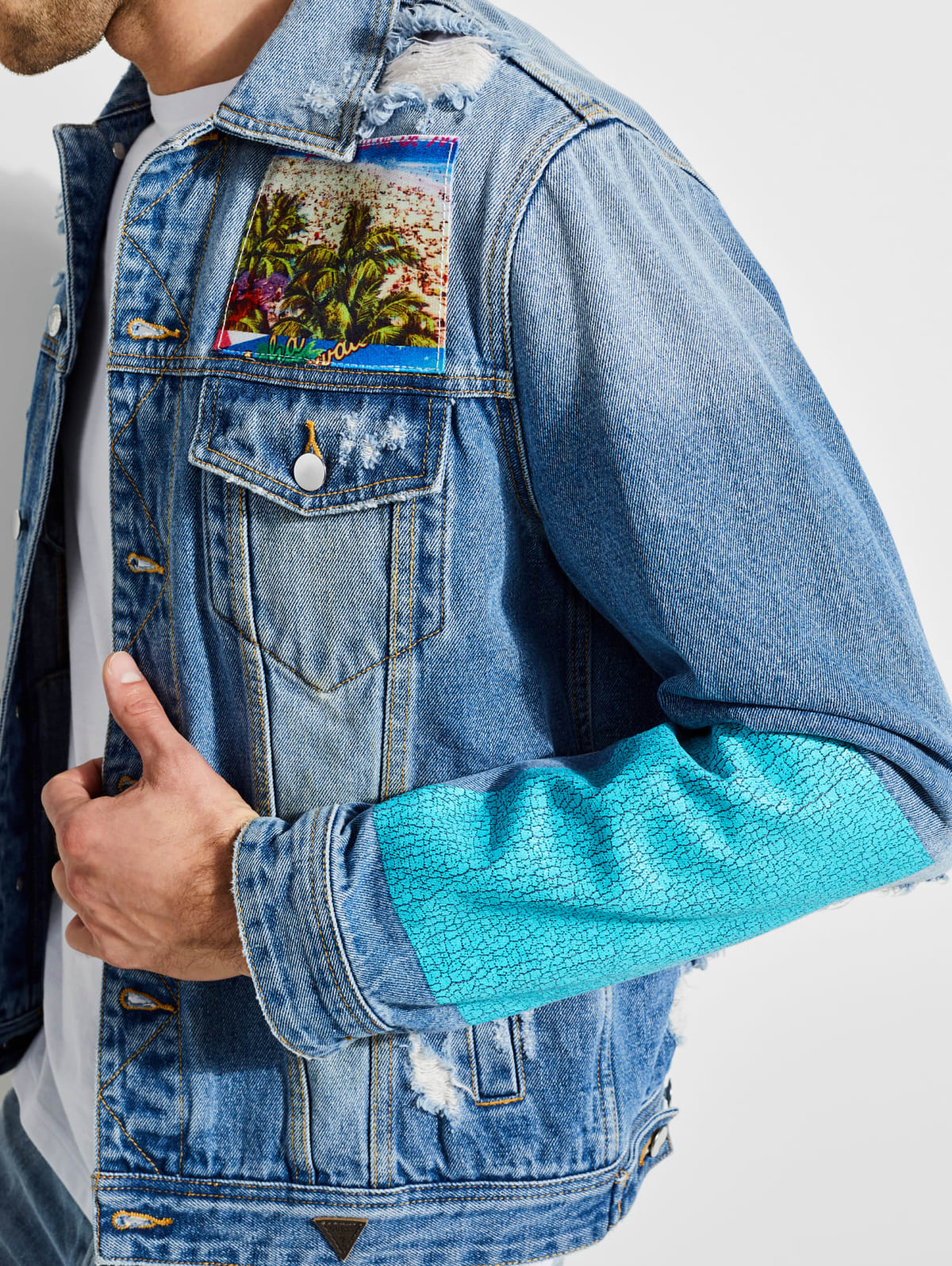 guess dillon patch denim jacket