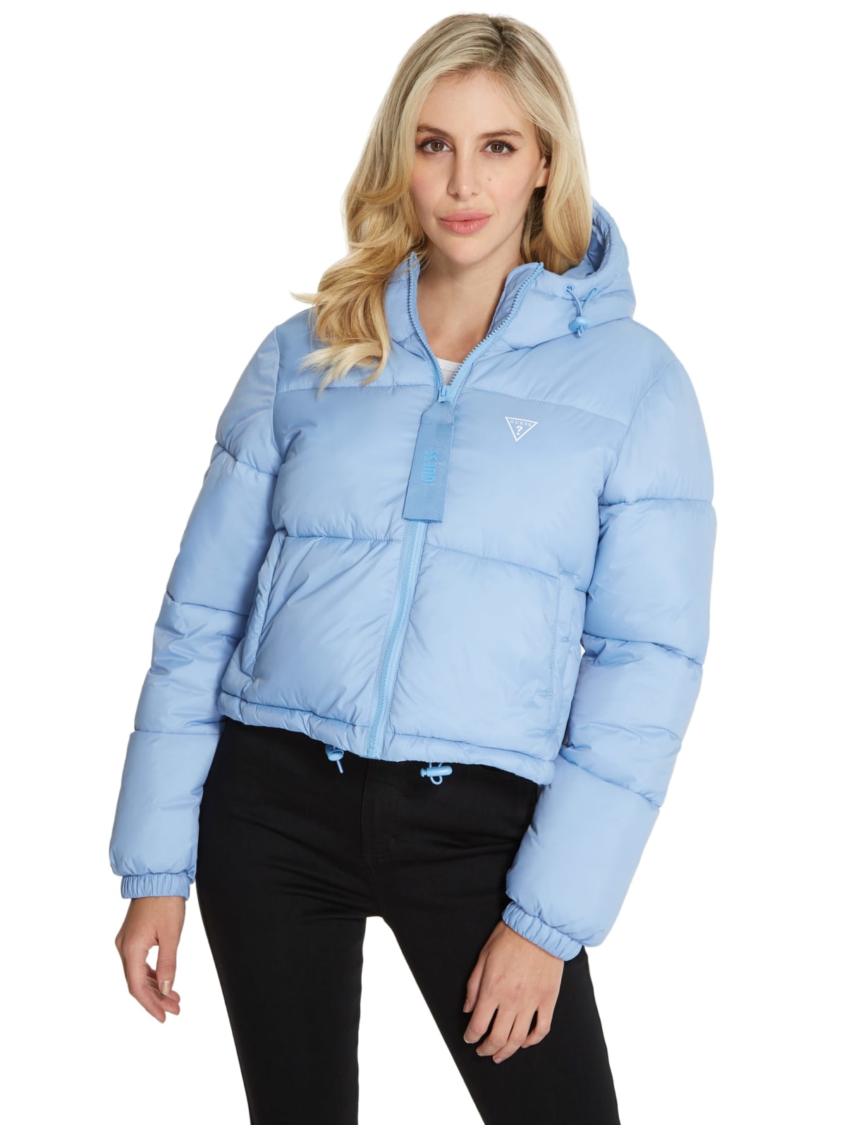 blue guess puffer coat