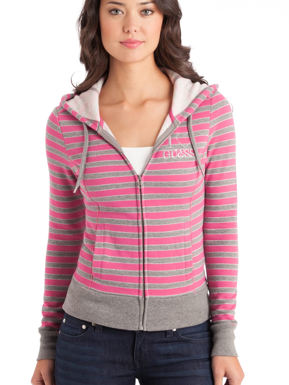 guess striped hoodie