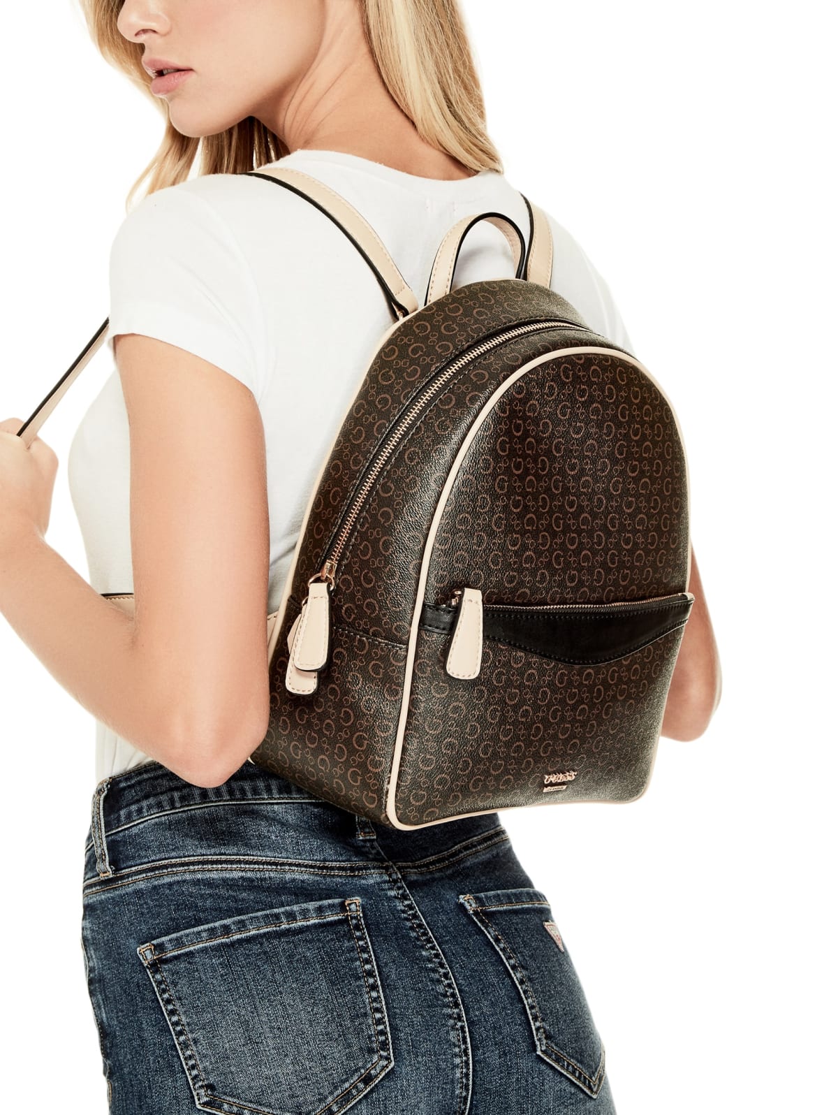 guess logo print backpack