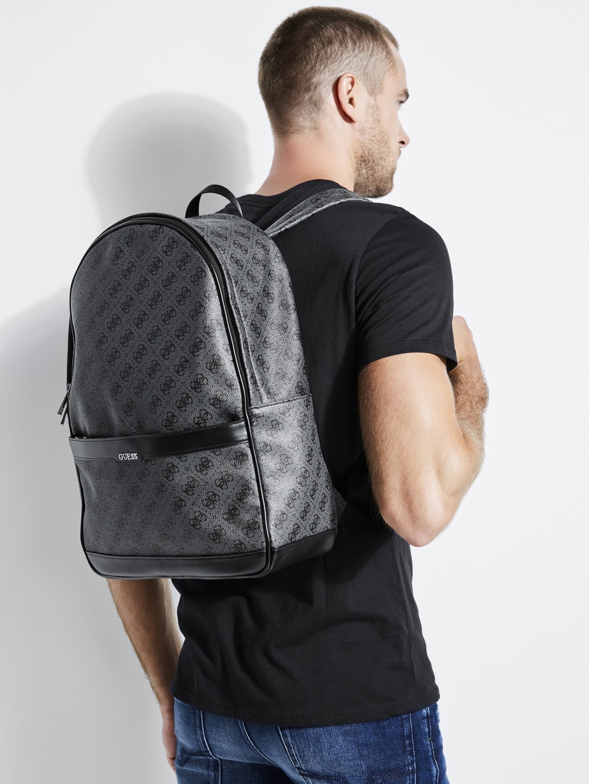 guess kevin logo print backpack