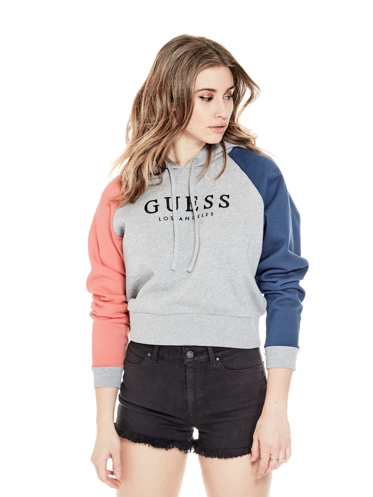 guess colour block hoodie