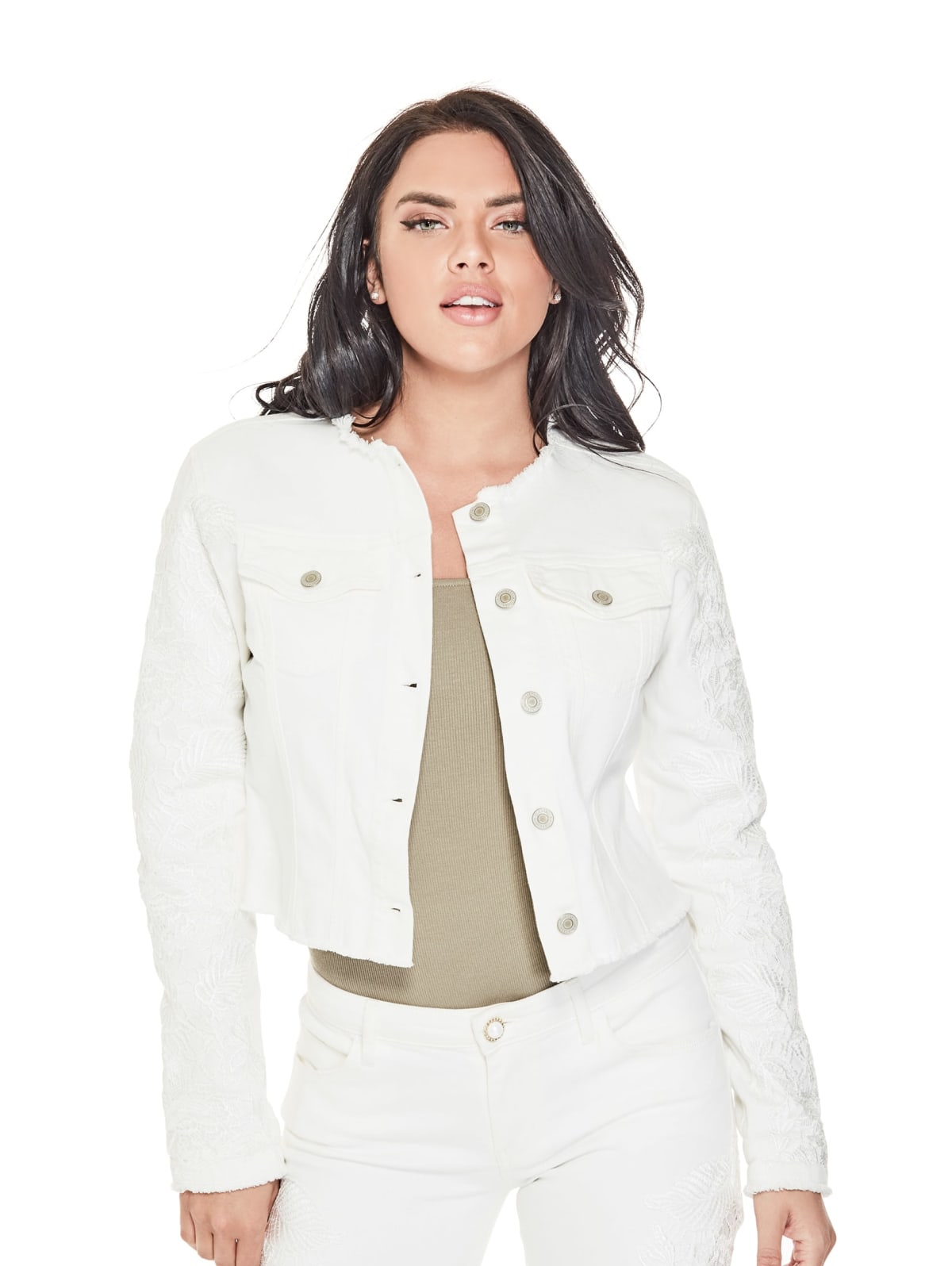 guess white denim jacket