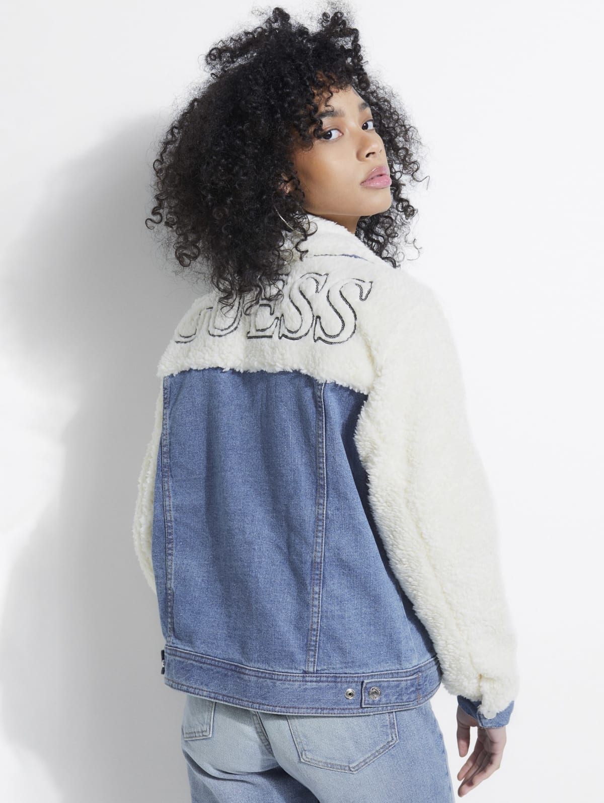 Faux sherpa denim jacket clearance