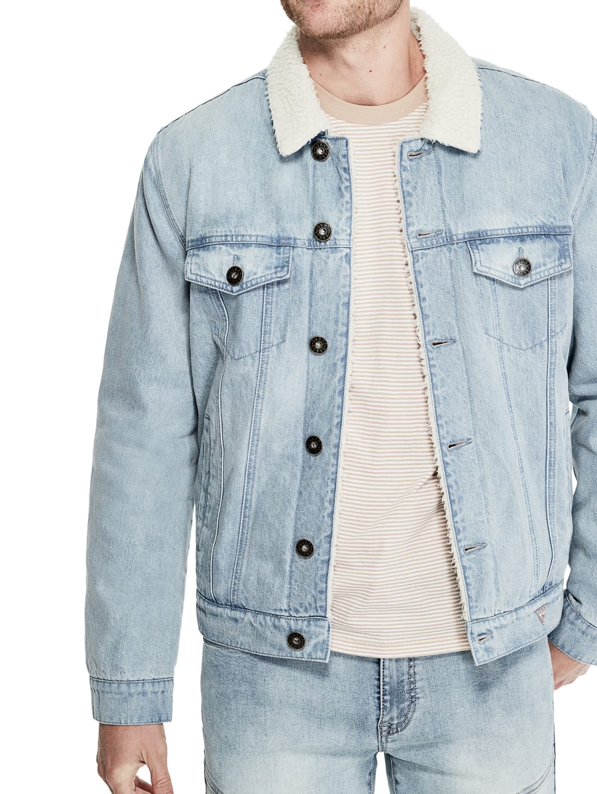 guess sherpa denim jacket