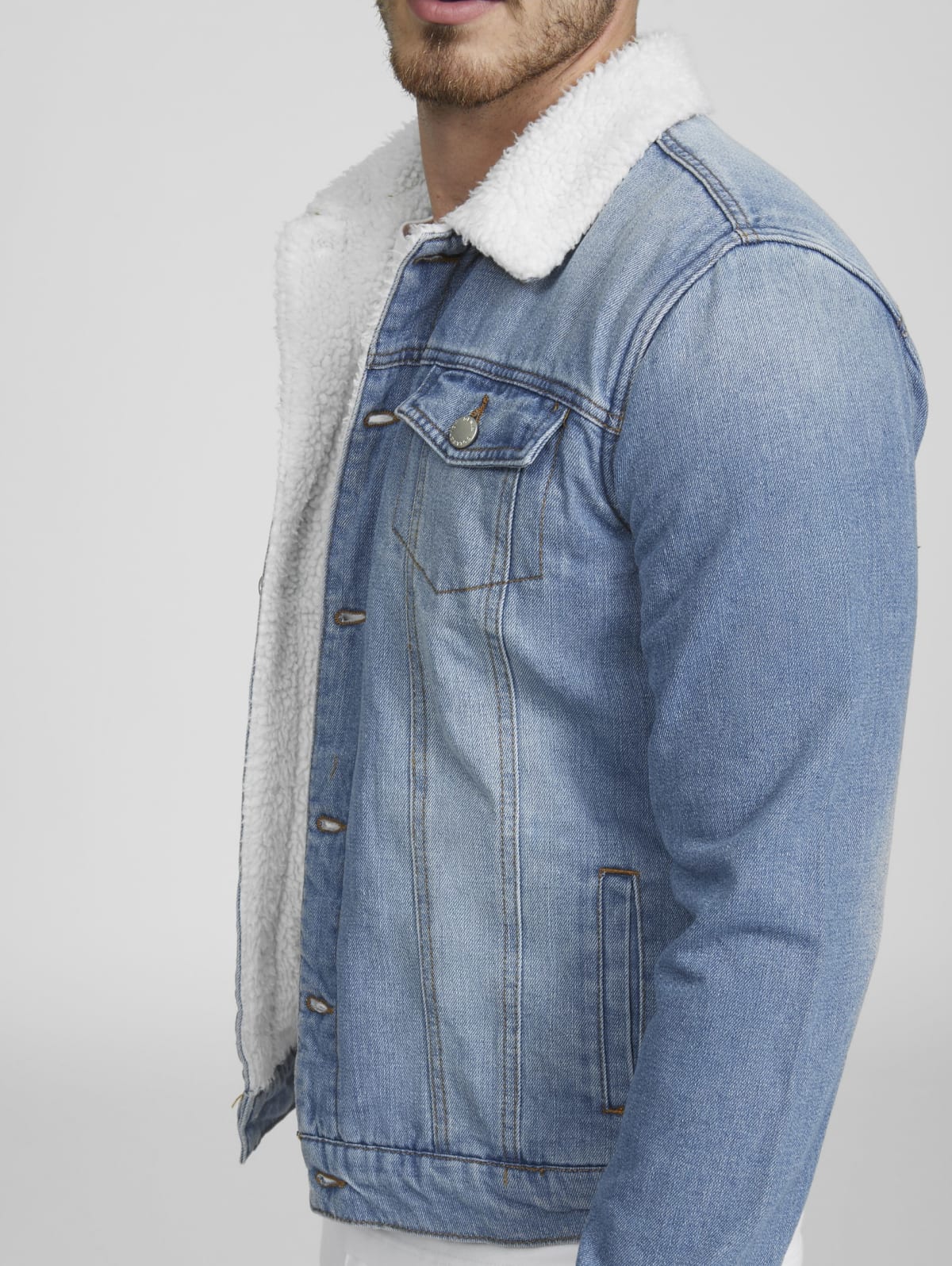 guess sherpa denim jacket