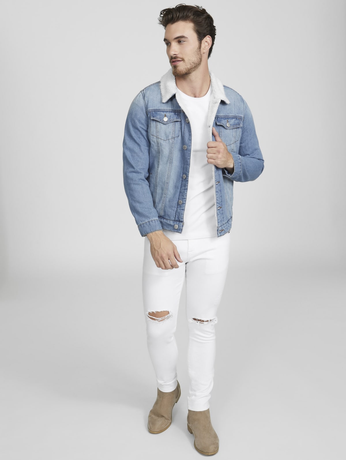 guess sherpa denim jacket