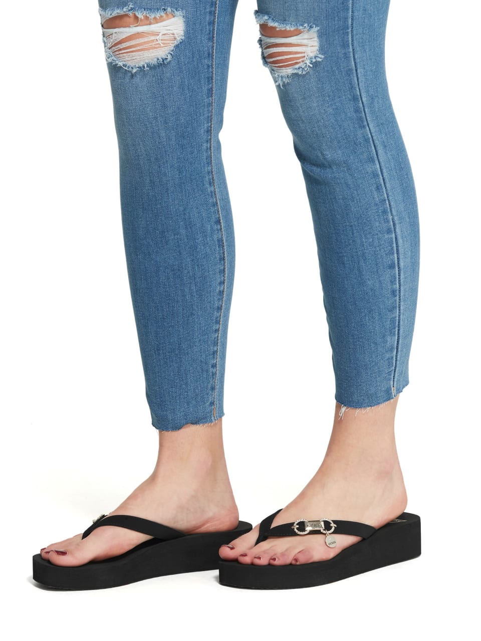guess sierra wedge flip flop