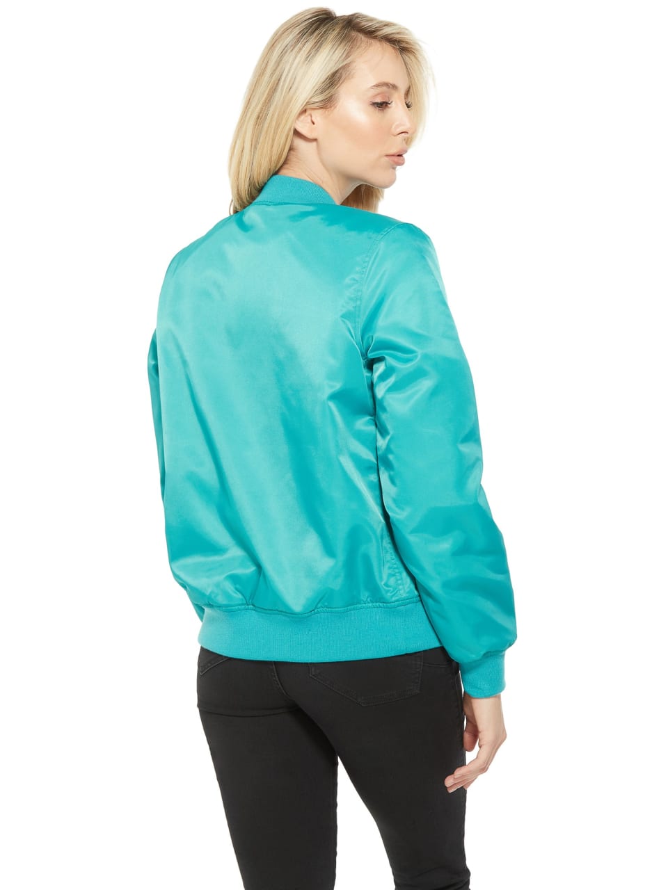 Download GUESS Factory Women's Brindi Nylon Mock-Neck Bomber Jacket ...