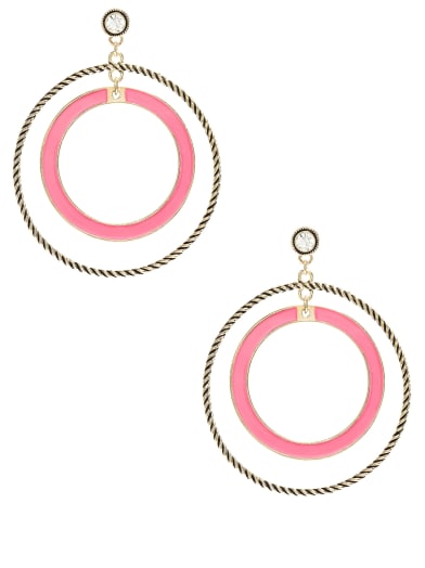 Coral and Gold-Tone Textured Hoop Earrings | GUESS.ca