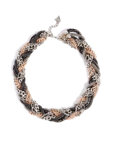 Tia Tri-Tone Braided Necklace | GUESS.com