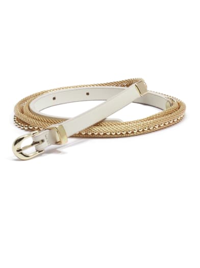 White Belt with Gold-Tone Chain | GUESS.ca