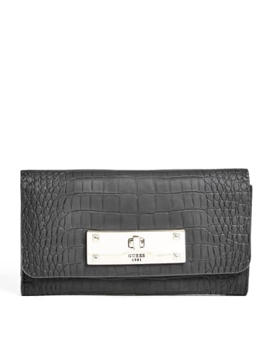 Kyra Crocodile-Embossed Slim Clutch | GUESS.com