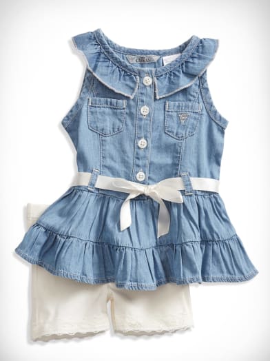 Newborn Girl Chambray Dress and Shorts Set (0-9M) | GUESS.com