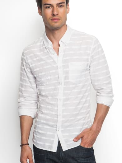 Dillon Slim-Fit Tonal-Striped Shirt | GUESS.ca