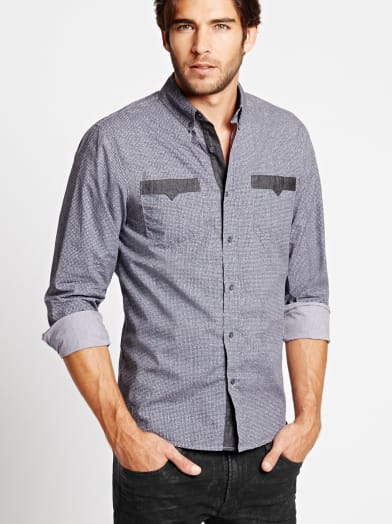 Aidan Long-Sleeve Slim-Fit Check-Print Shirt | GUESS.com
