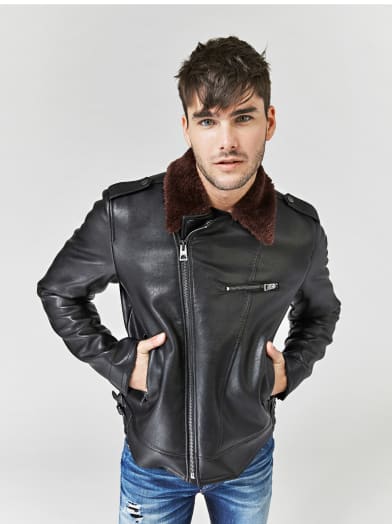 Bonded Fur Biker Jacket | GUESS.com