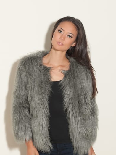 Felicia Faux-Fur Jacket | GUESS.com