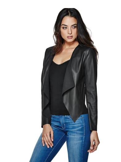 Faux-Leather Lace-Back Jacket | GUESS.com
