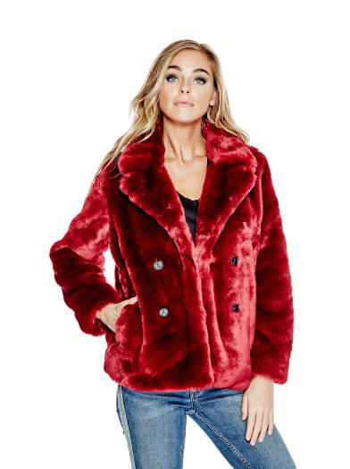 Jill Faux-Fur Embroidered Jacket | GUESS.com