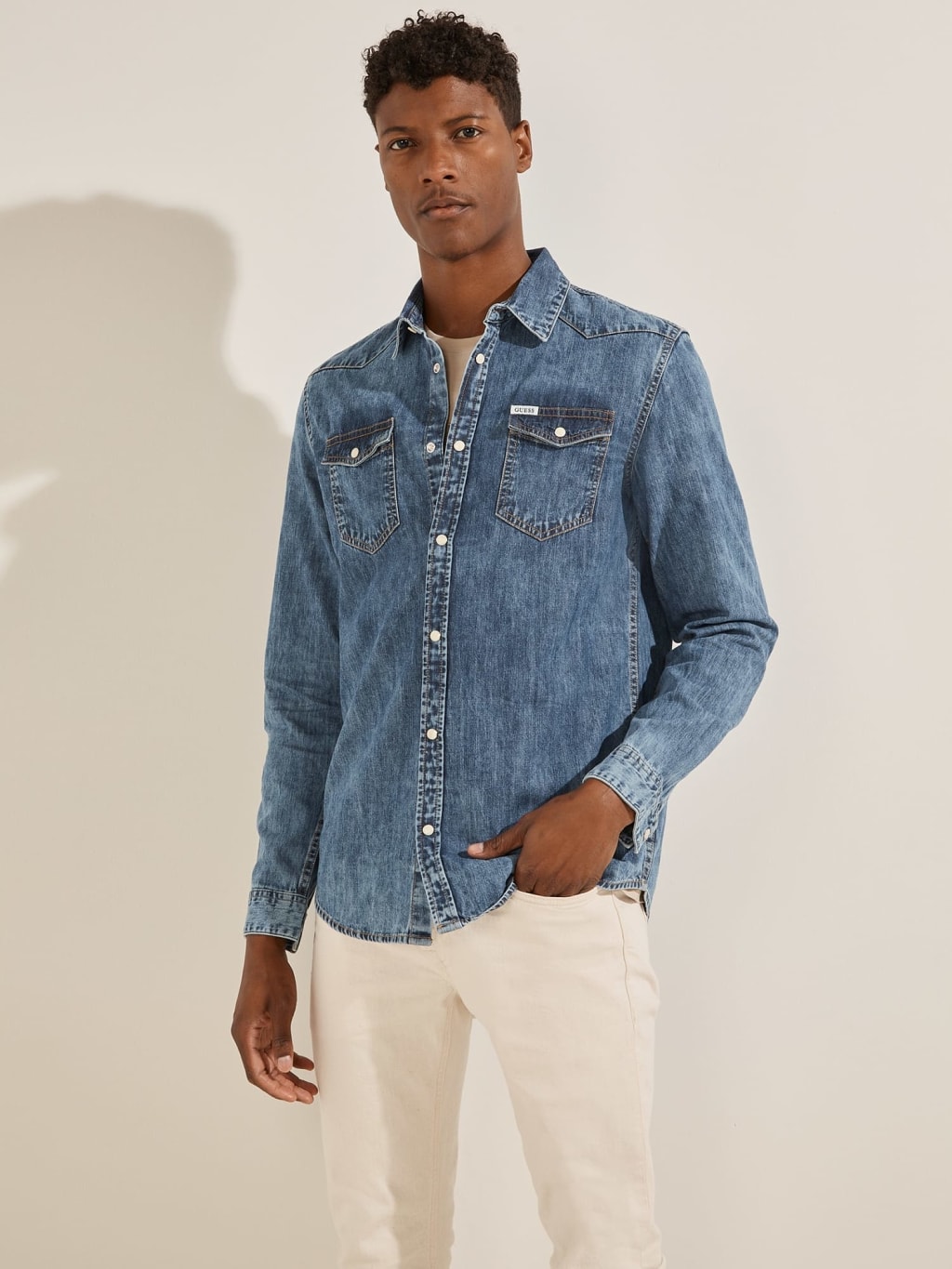 Guess Men S Shirts Casual Elegant Denim Shirts For Him