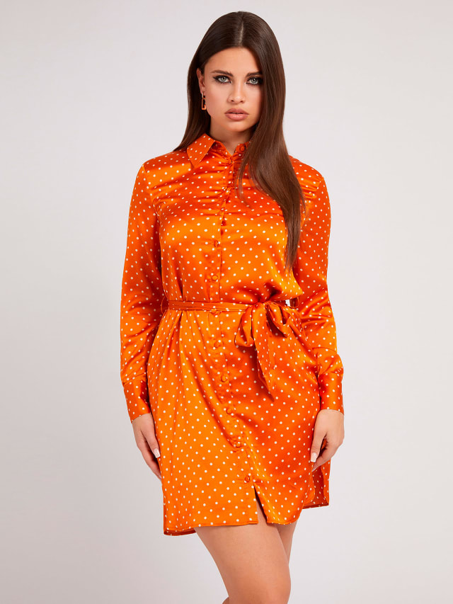 Hemdblusenkleid mit Pünktchen-Print Damen | GUESS® Offizielle Webseite