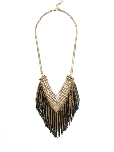 Metal Mesh & Stone Statement Necklace | GbyGuess.com