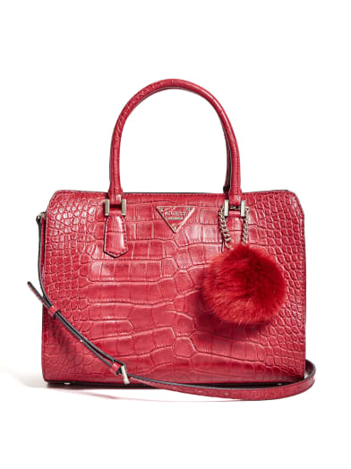 Rhoda Crocodile-Embossed Satchel | GUESS.com