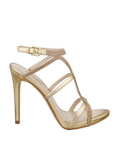 Adalee Metallic Strappy Heels | GUESS.com