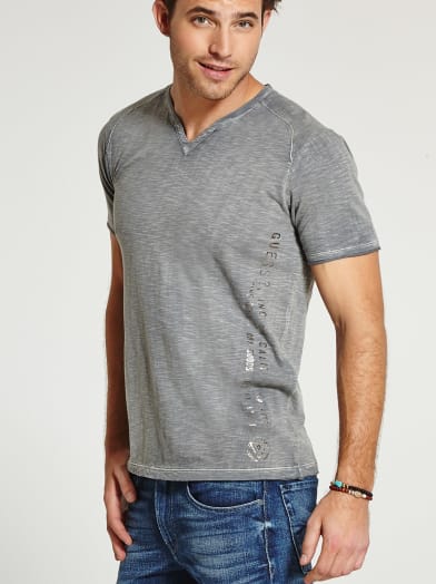 Becklin Slub Slit-Neck Tee | GUESS.com