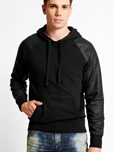 Logan Long-Sleeve Coated Hoodie | GUESS.com