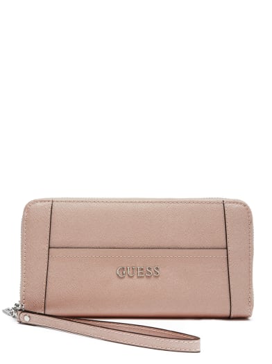 Delaney Rose Gold Zip-Around | GUESS.com