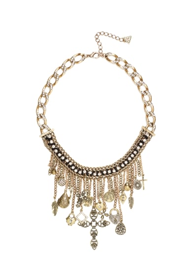 Gold and Rose Gold-Tone Charm Statement Necklace | GUESS.com