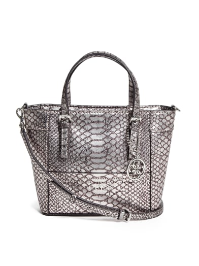 Delaney Python-Embossed Mini Tote | GUESS.com