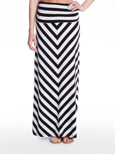 Sansa Chevron Striped Maxi Skirt | GuessFactory.com