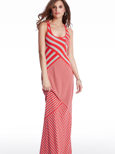 Belizia Striped Maxi Dress | GuessFactory.ca