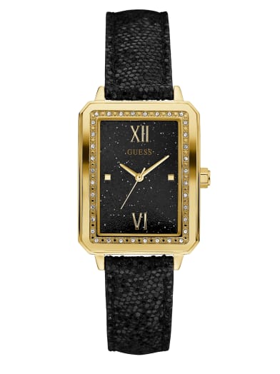 Black and Gold-Tone Rectangle Watch | GUESS.com