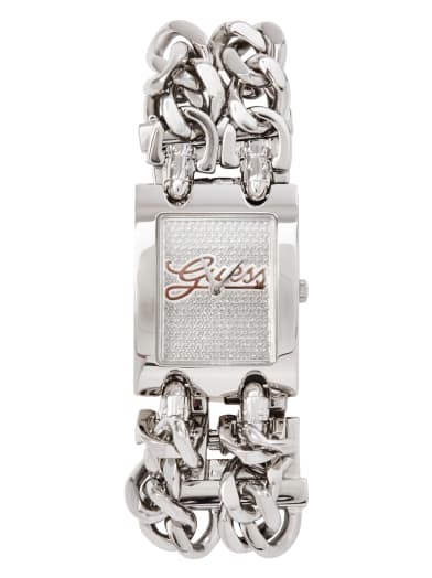 Silver-Tone Chain Bracelet Watch | GuessFactory.com