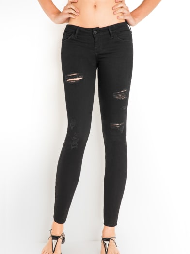 Kate Destroyed Black Skinny Jeans | GUESS.com
