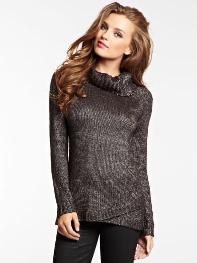 Long-Sleeve Mock-Neck Zip Sweater | GUESS.com