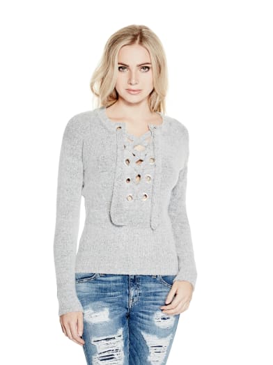 Alena Lace-Up Sweater | GUESS.com