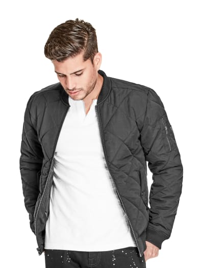guess jake quilted bomber jacket