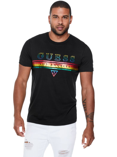 rainbow striped guess shirt