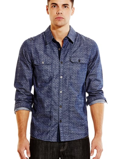 Noland Printed Chambray Shirt | GbyGuess.com