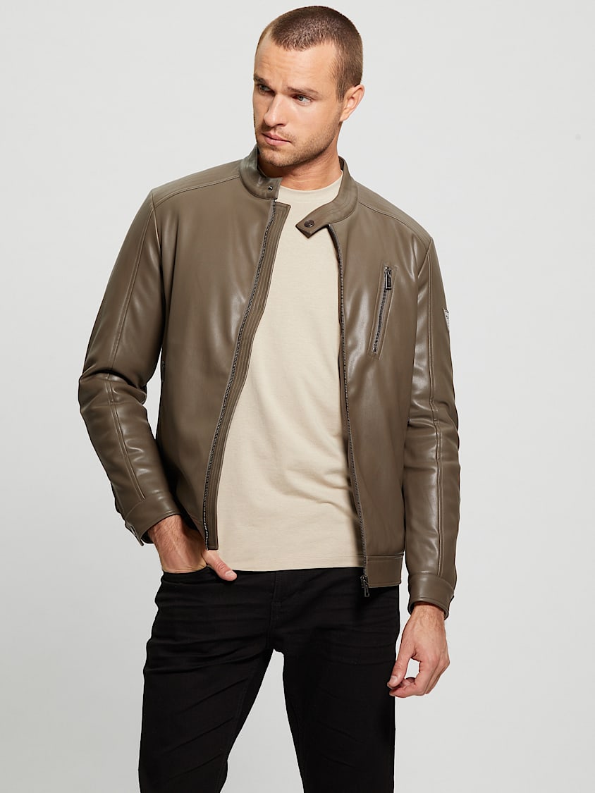 GUESS Faux-Leather Biker Jacket