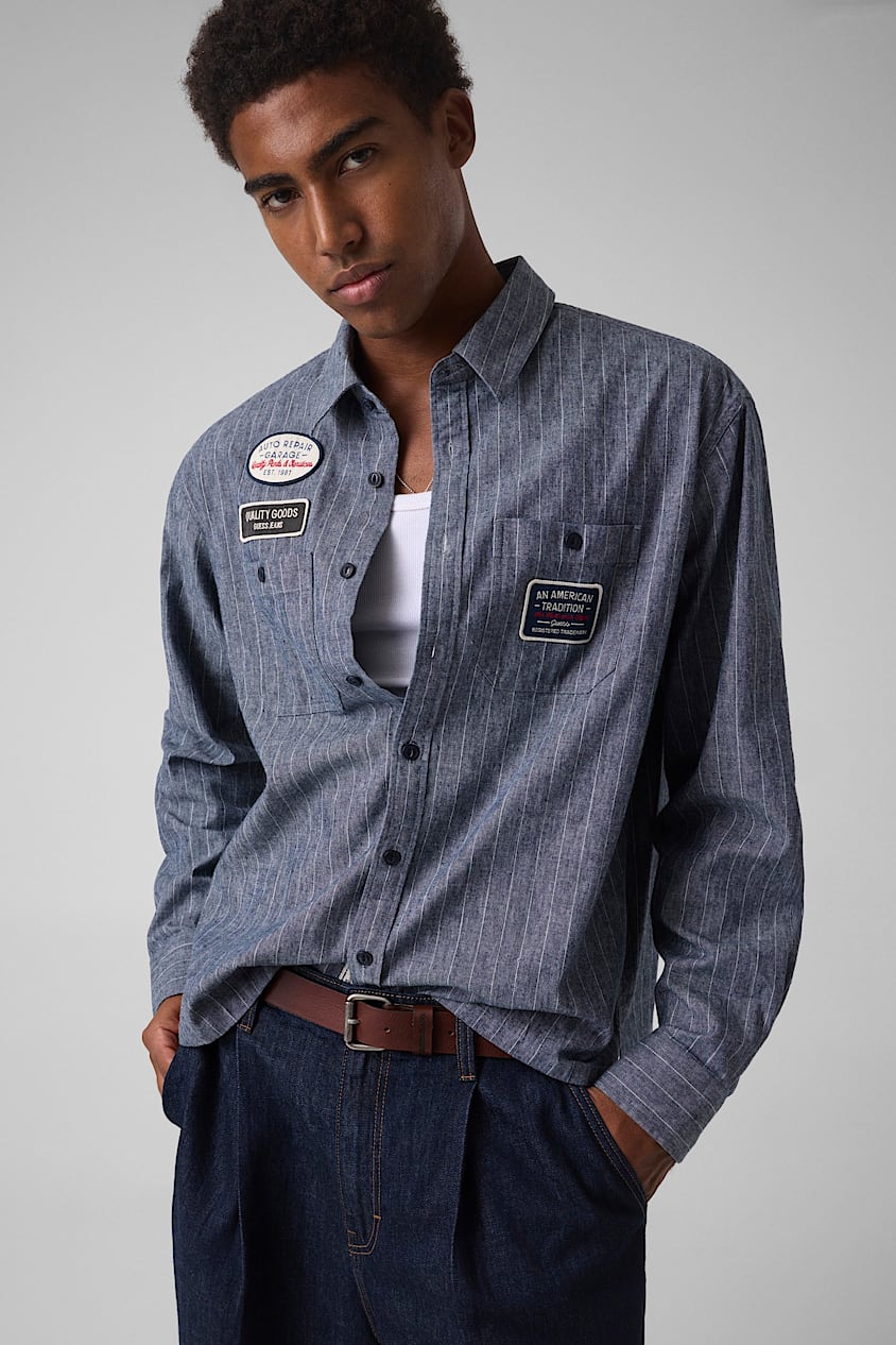 GUESS JEANS Linen-Blend Boxy Shirt