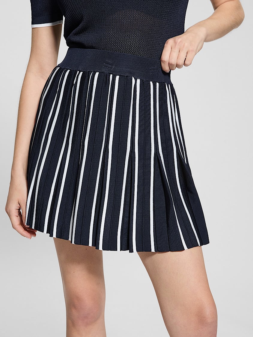 GUESS Striped Pleated Sweater Skirt