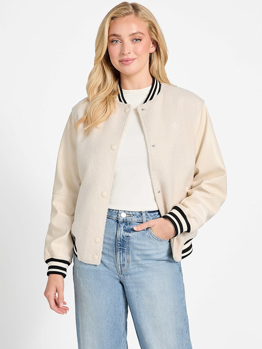 GUESS Eco Danielle Boucle Varsity Jacket
