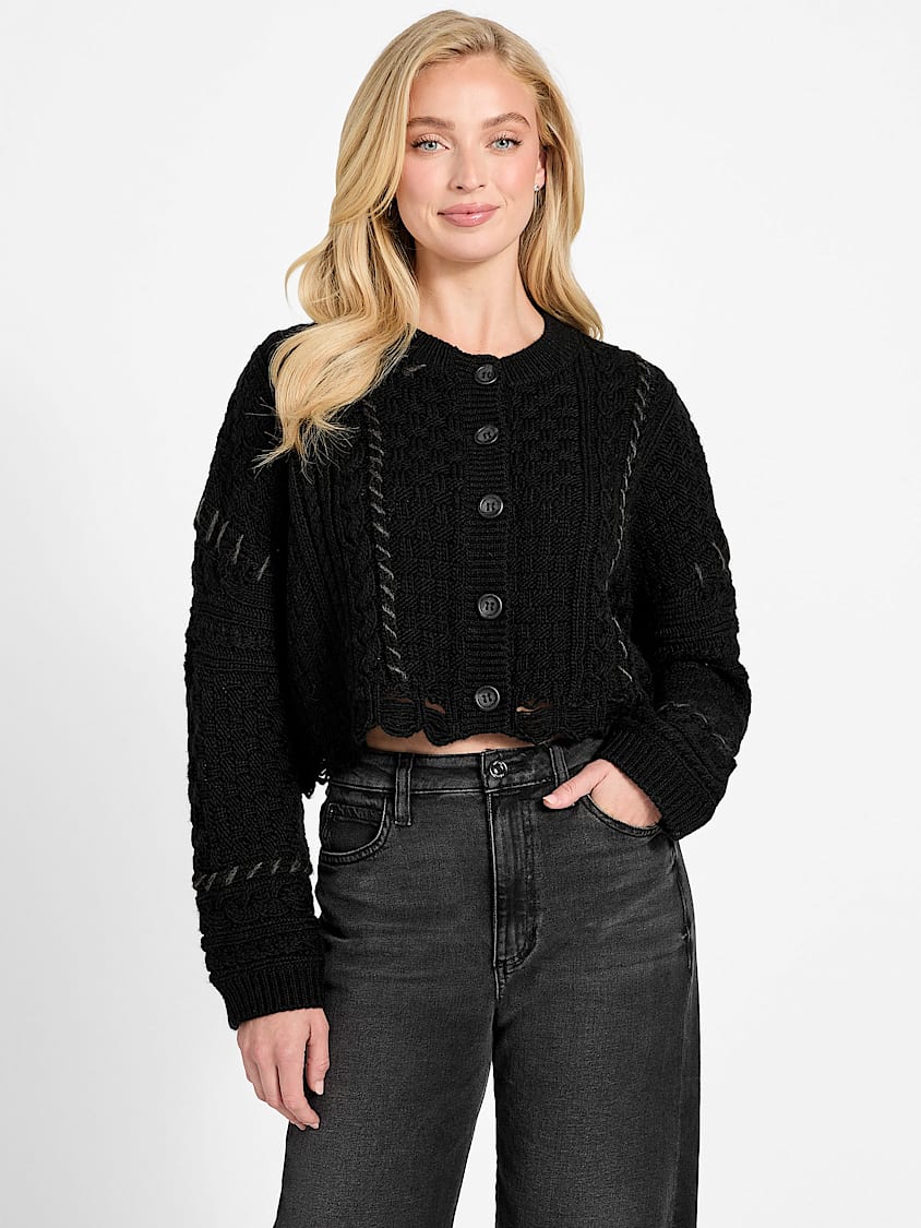 GUESS Kaori Wool-Blend Stitched Cardigan